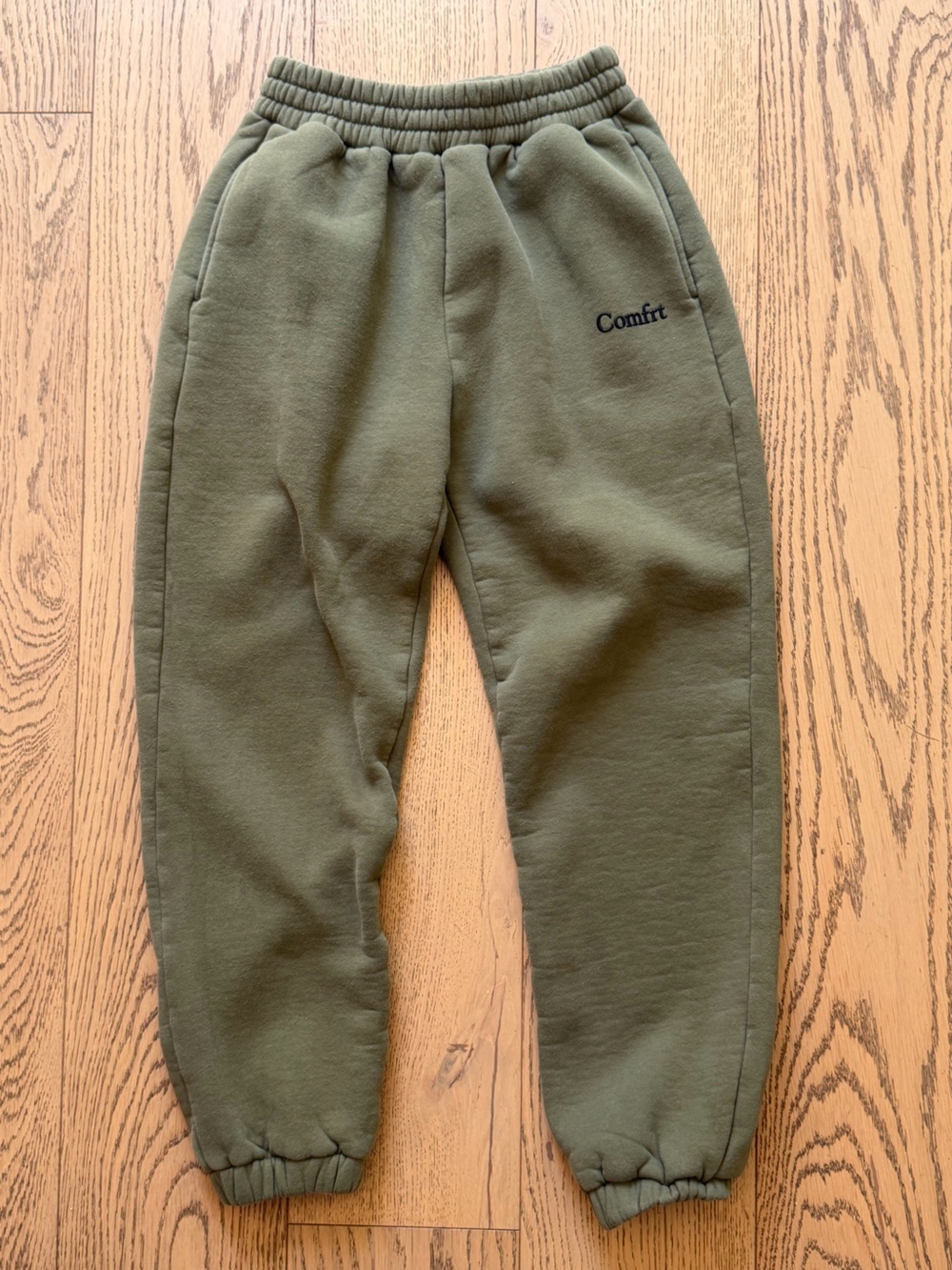 Comfrt Men Women Cloud Fleece Jogger Pants Olive Green w/ Pockets Sz S
